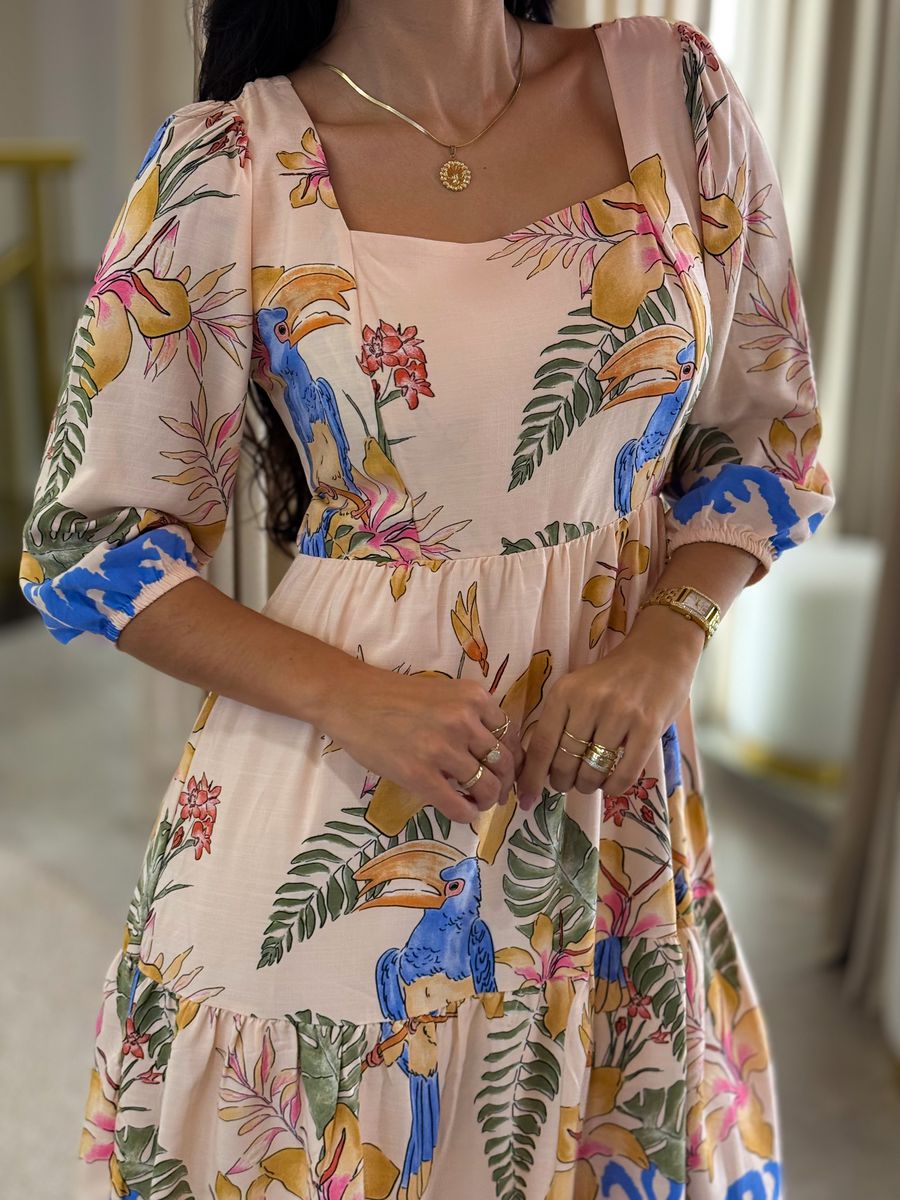Vestido Marina Estampado Rose Tucano