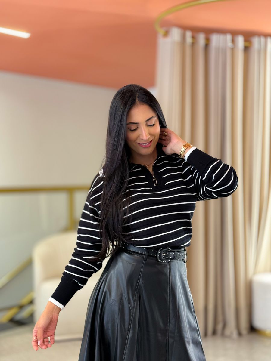 Tricot Jasmine Preto E Branco