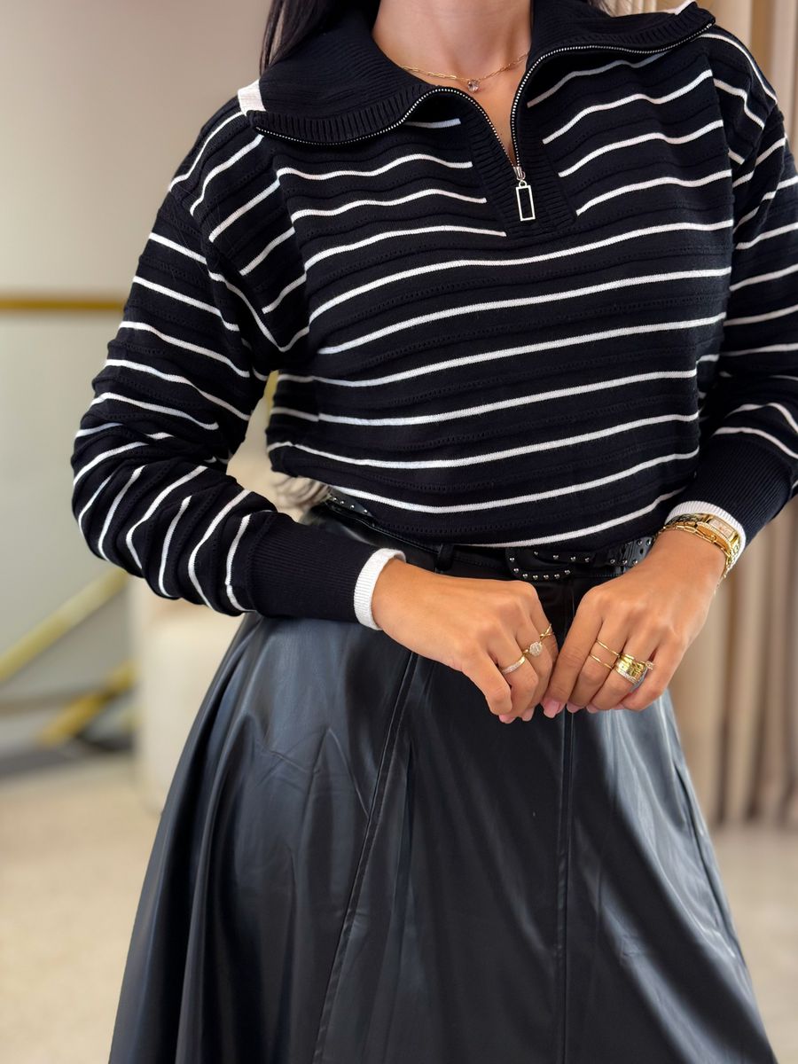 Tricot Jasmine Preto E Branco