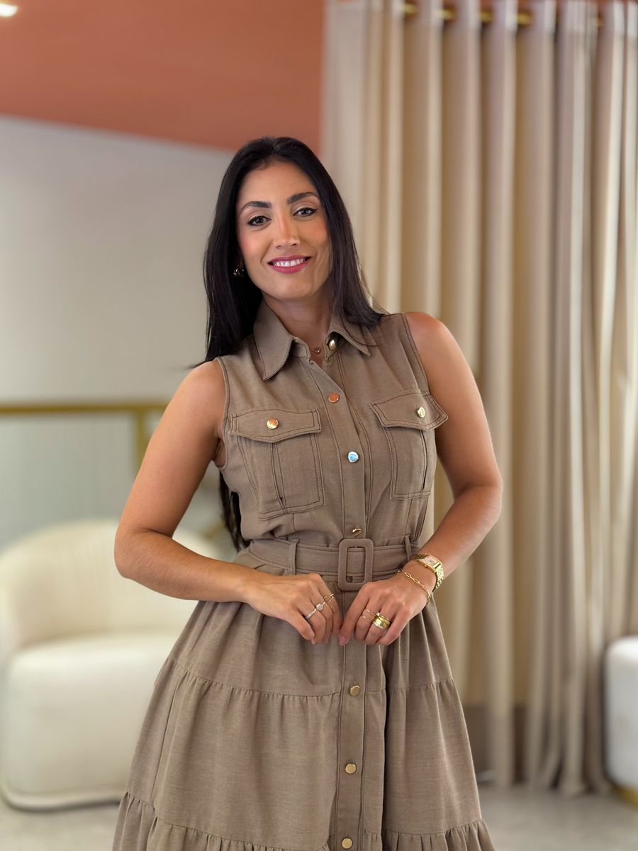 Vestido Catarine Caqui