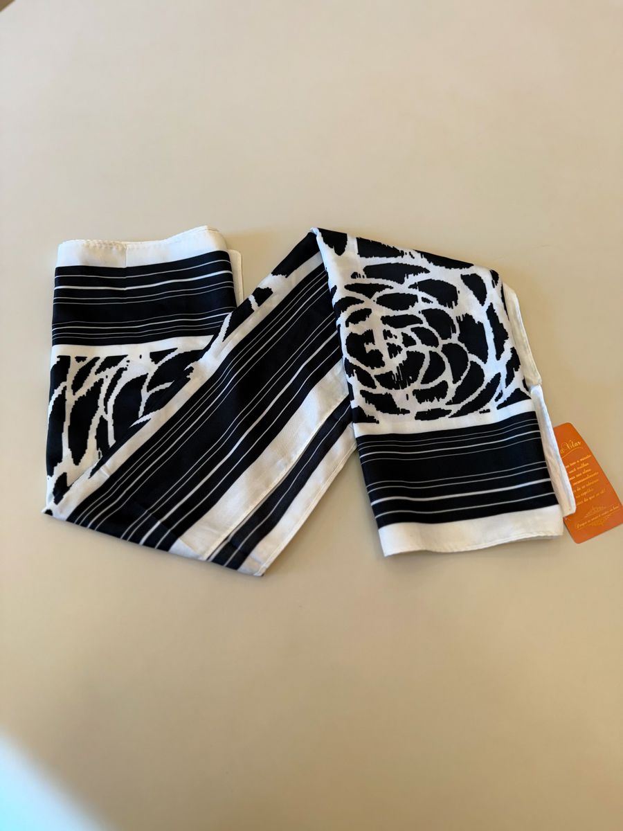 Lenço Seda Preto E Branco