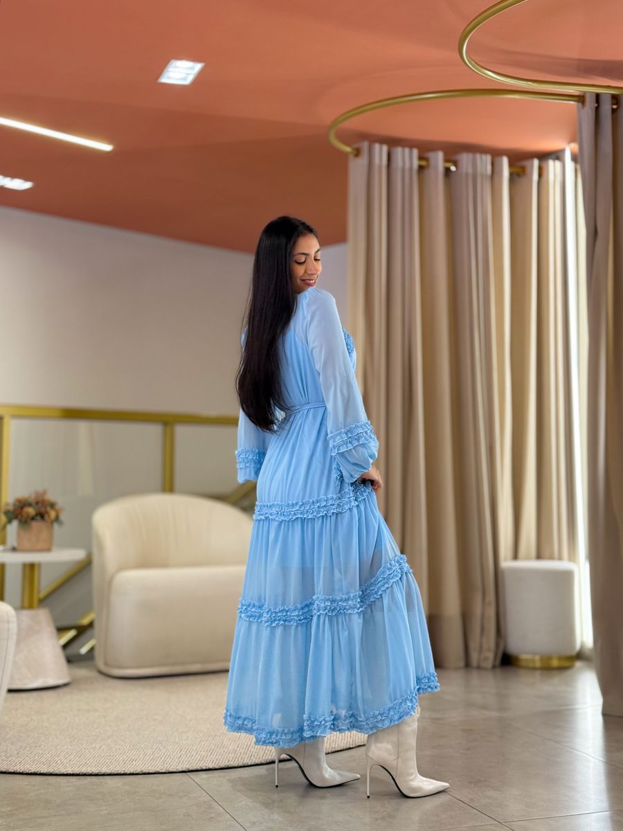 Vestido Noiva Beatriz Azul Bebe