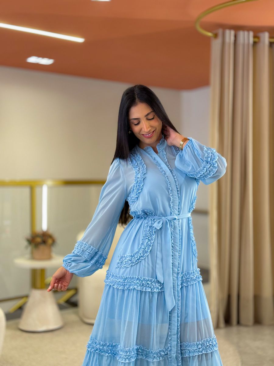Vestido Noiva Beatriz Azul Bebe