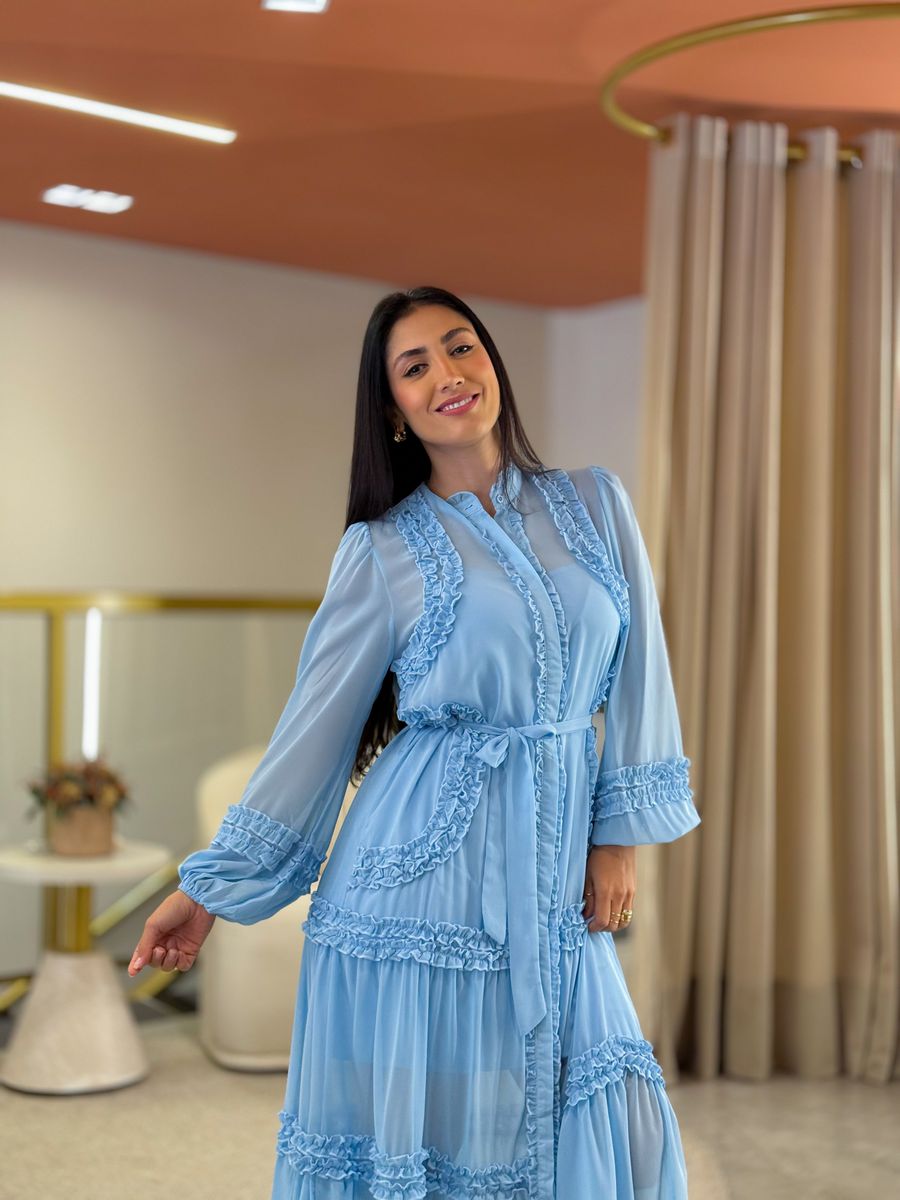 Vestido Noiva Beatriz Azul Bebe