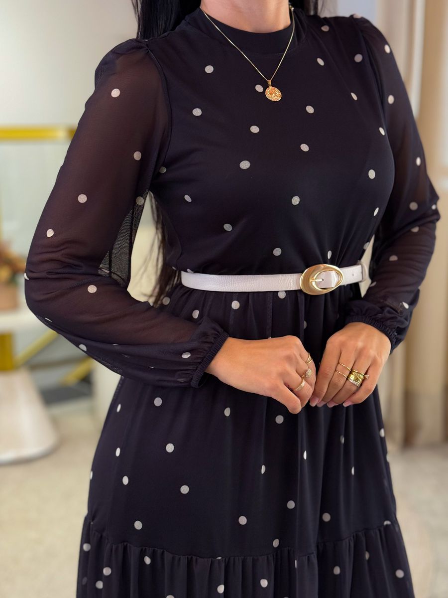 Vestido Maia Poá Preto E Branco
