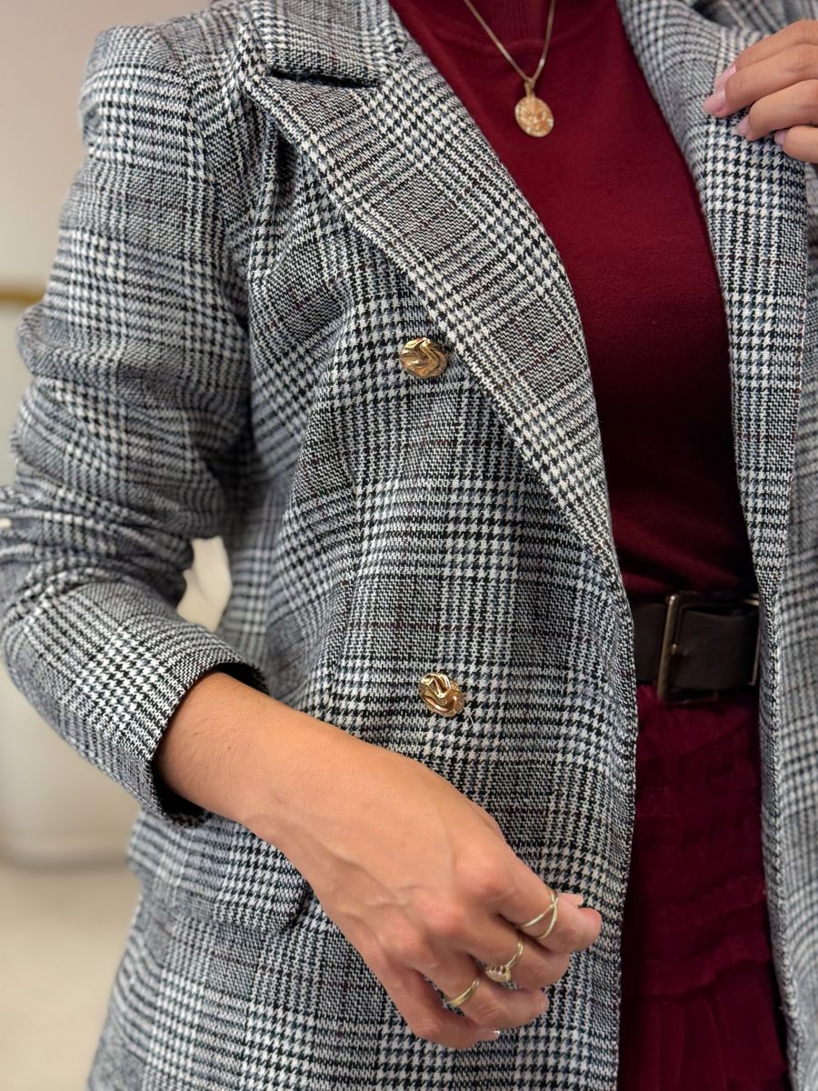 Blazer Rebeca Xadrez Preto