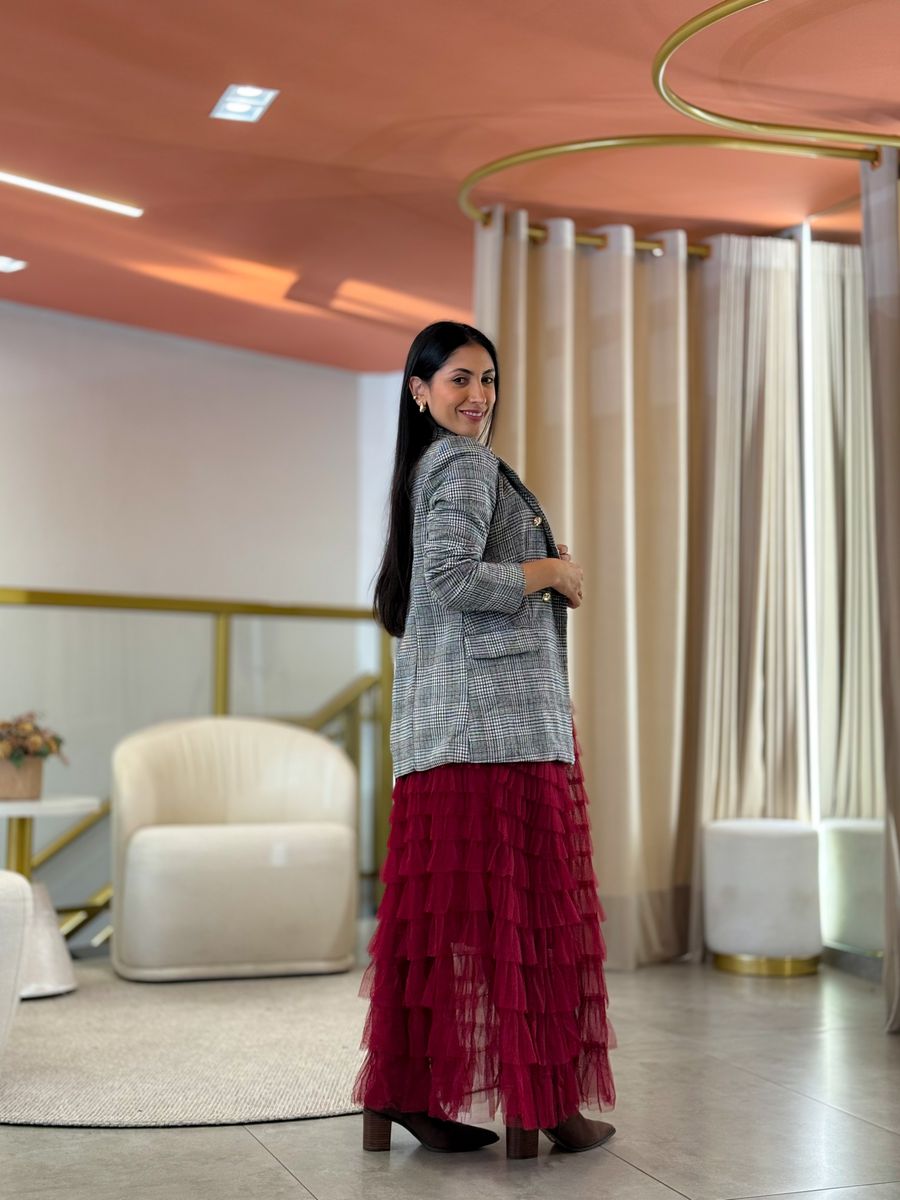 Blazer Rebeca Xadrez Preto