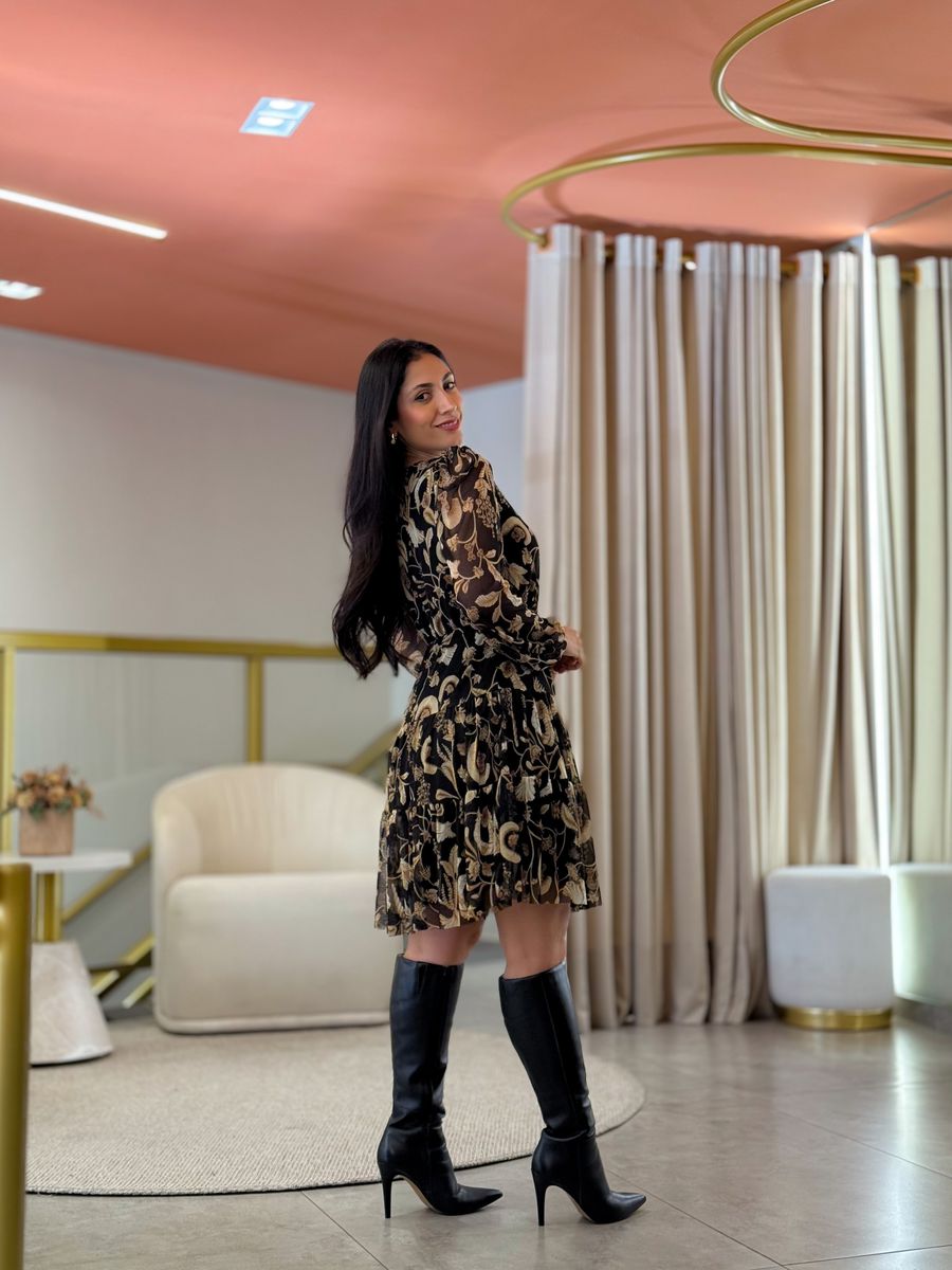 Vestido Bianca Preto Floral