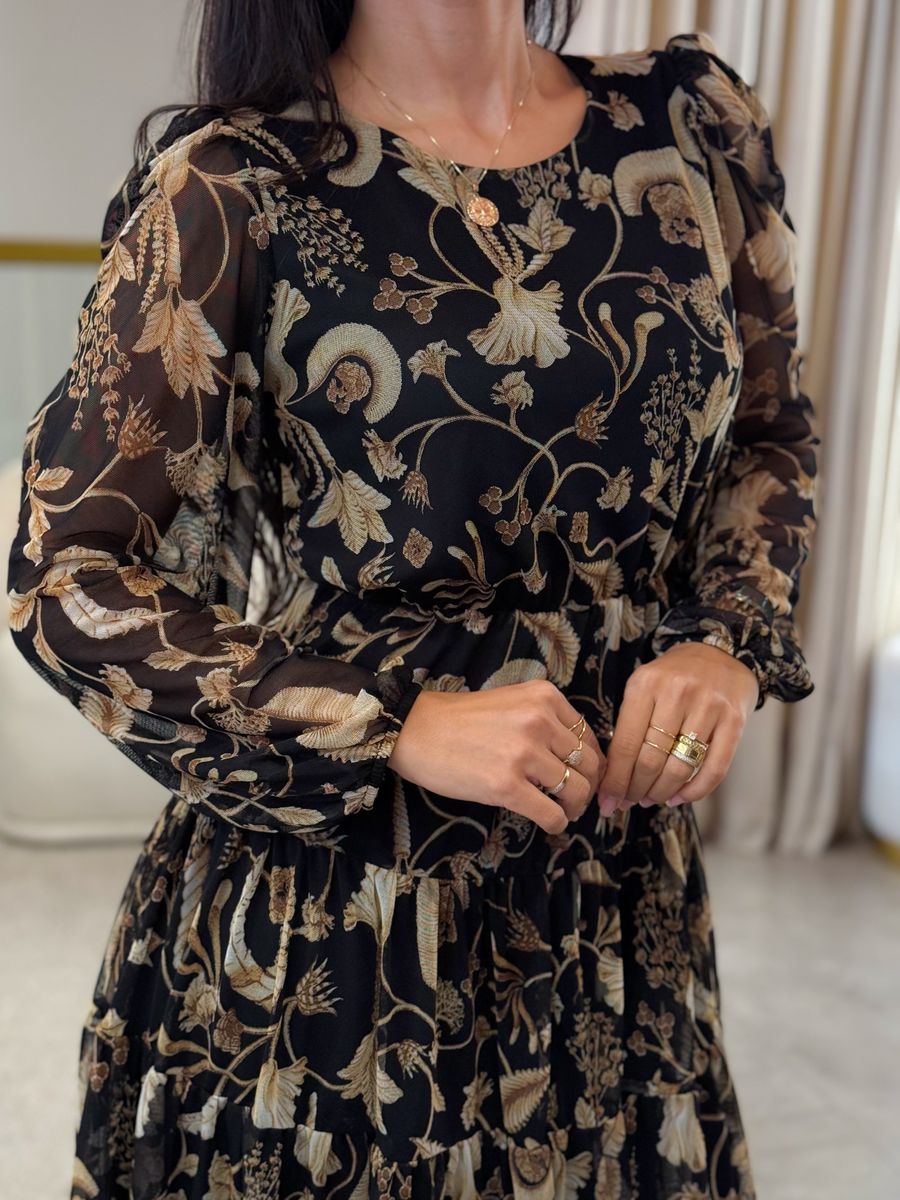 Vestido Bianca Preto Floral