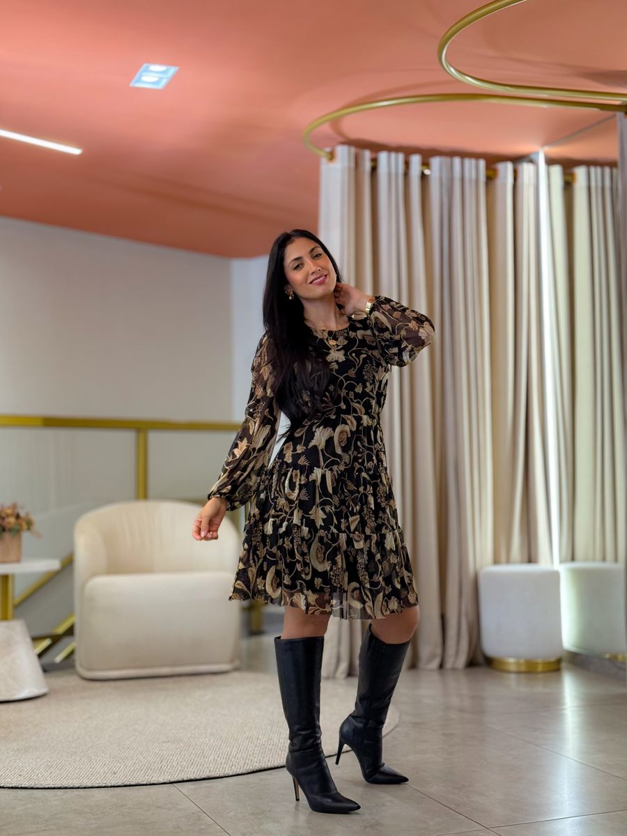 Vestido Bianca Preto Floral