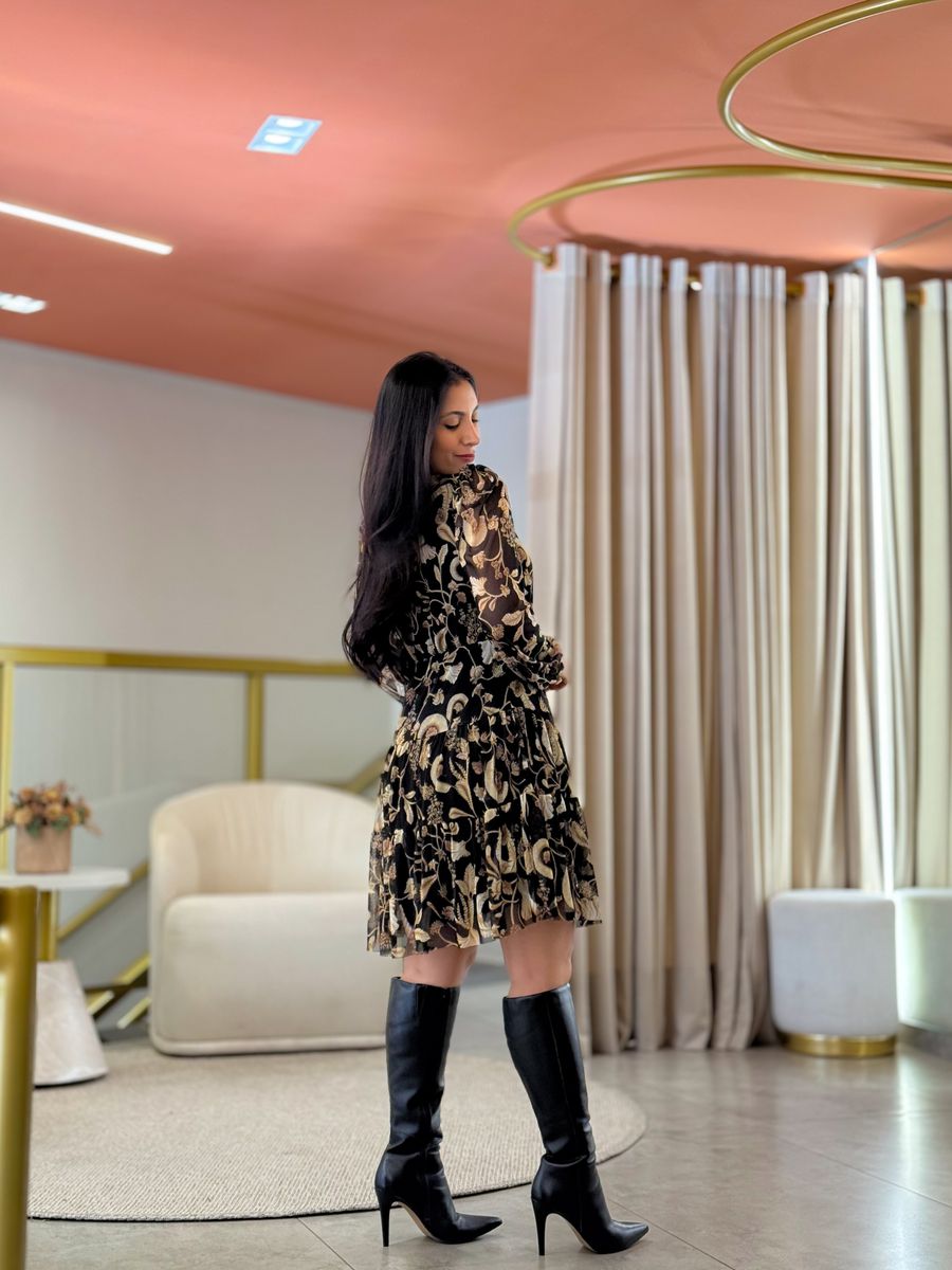 Vestido Bianca Preto Floral