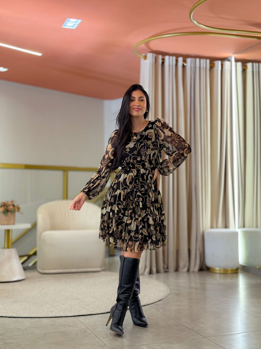 Vestido Bianca Preto Floral