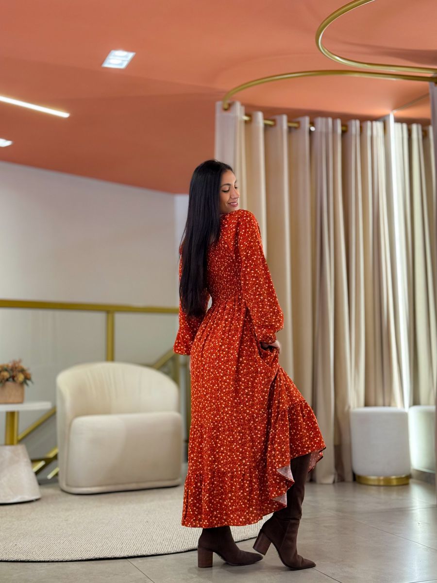 Vestido Bia Terracota Floral