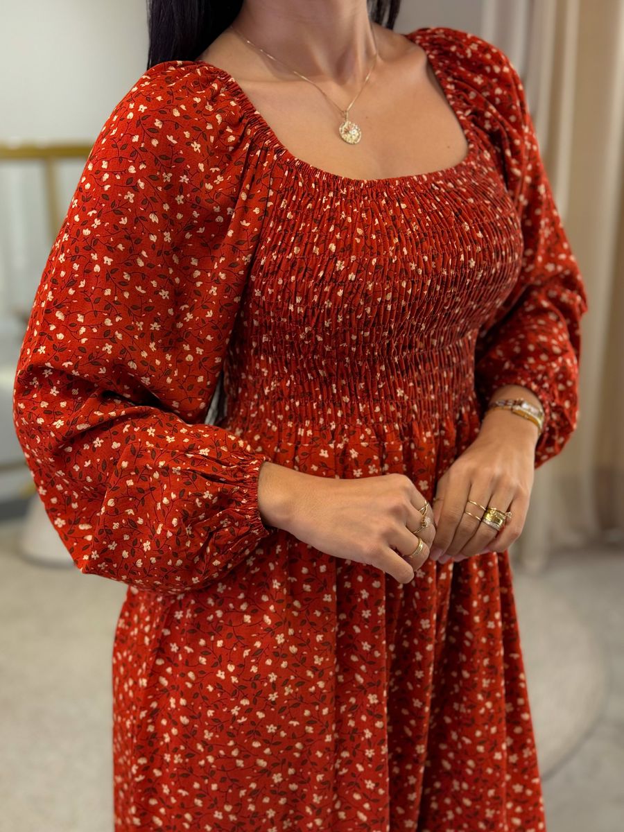 Vestido Bia Terracota Floral