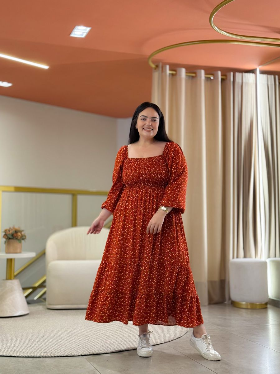 Vestido Bia Terracota Floral