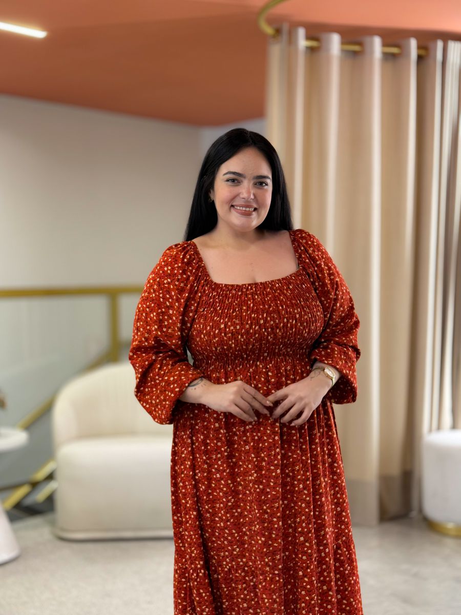 Vestido Bia Terracota Floral