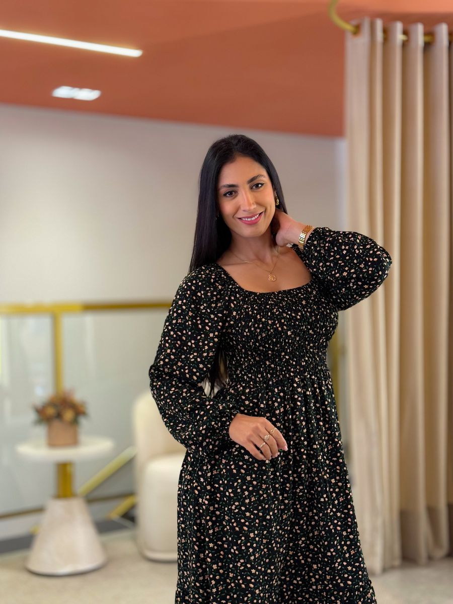 Vestido Bia Preto Floral