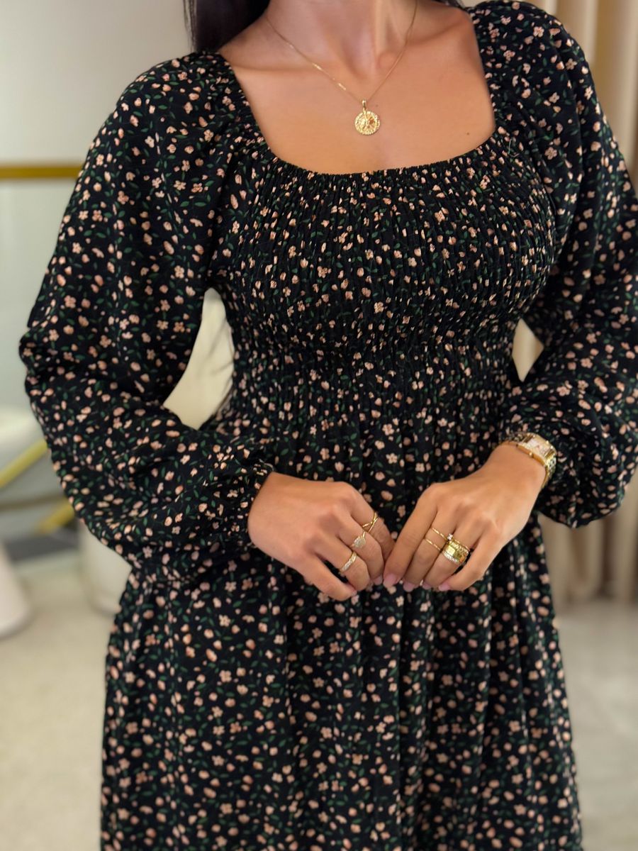 Vestido Bia Preto Floral