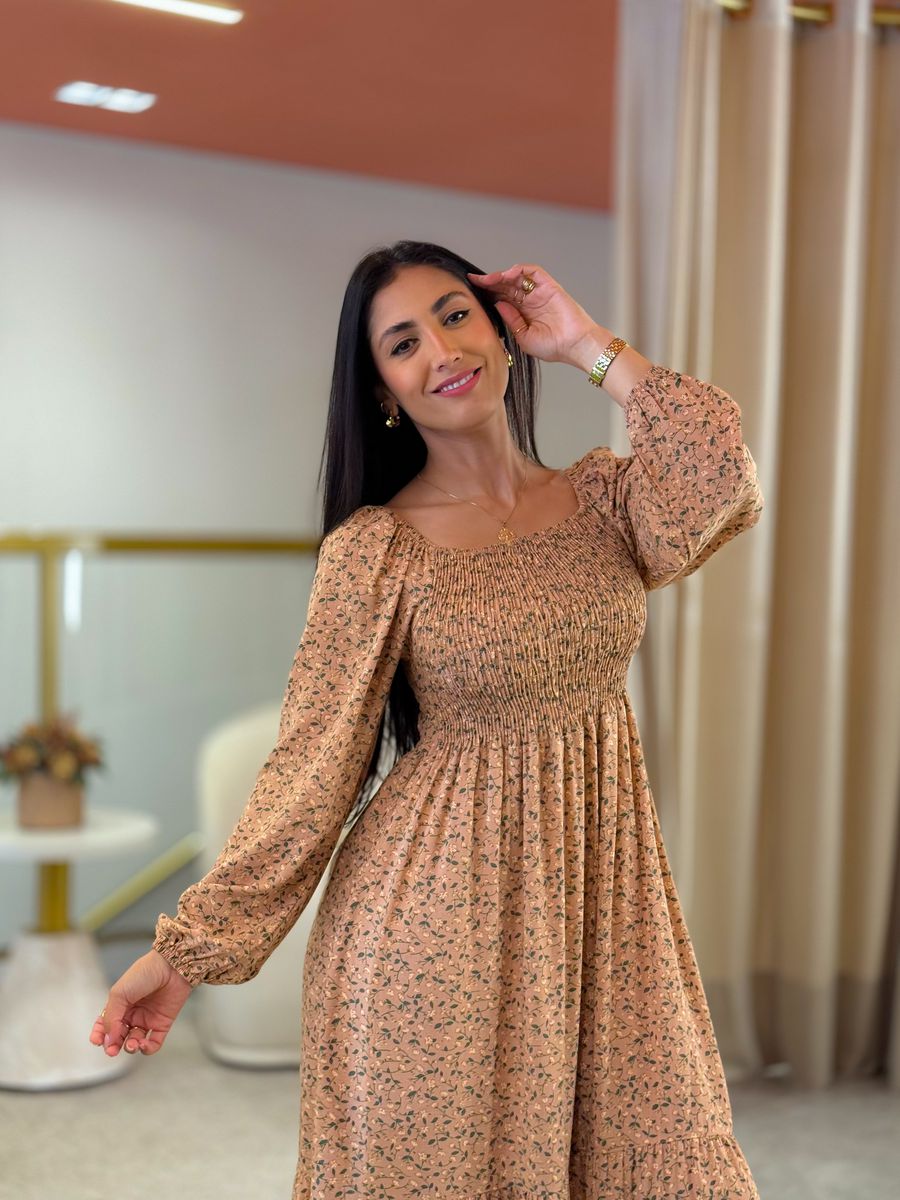 Vestido Bia Nude Floral