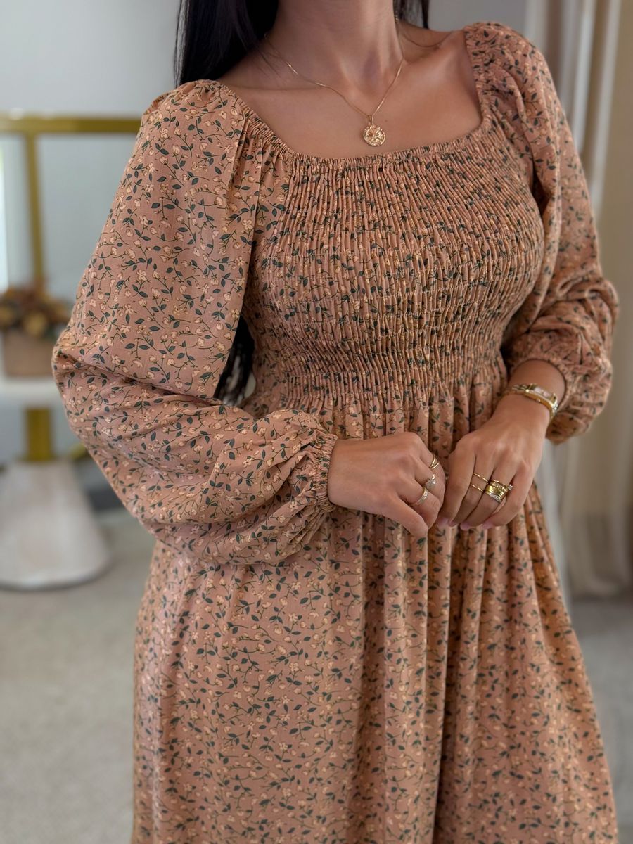 Vestido Bia Nude Floral