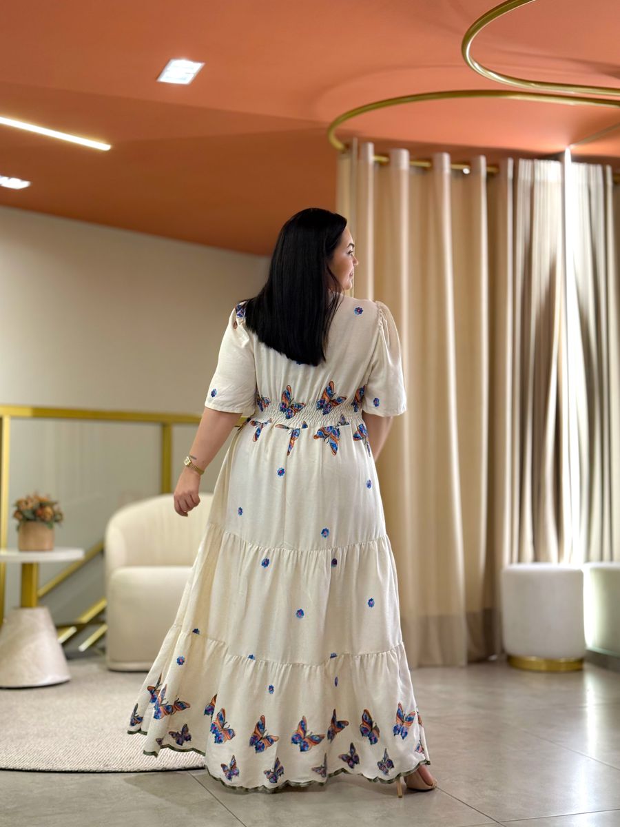 Vestido Sofia Plus Cru Linho