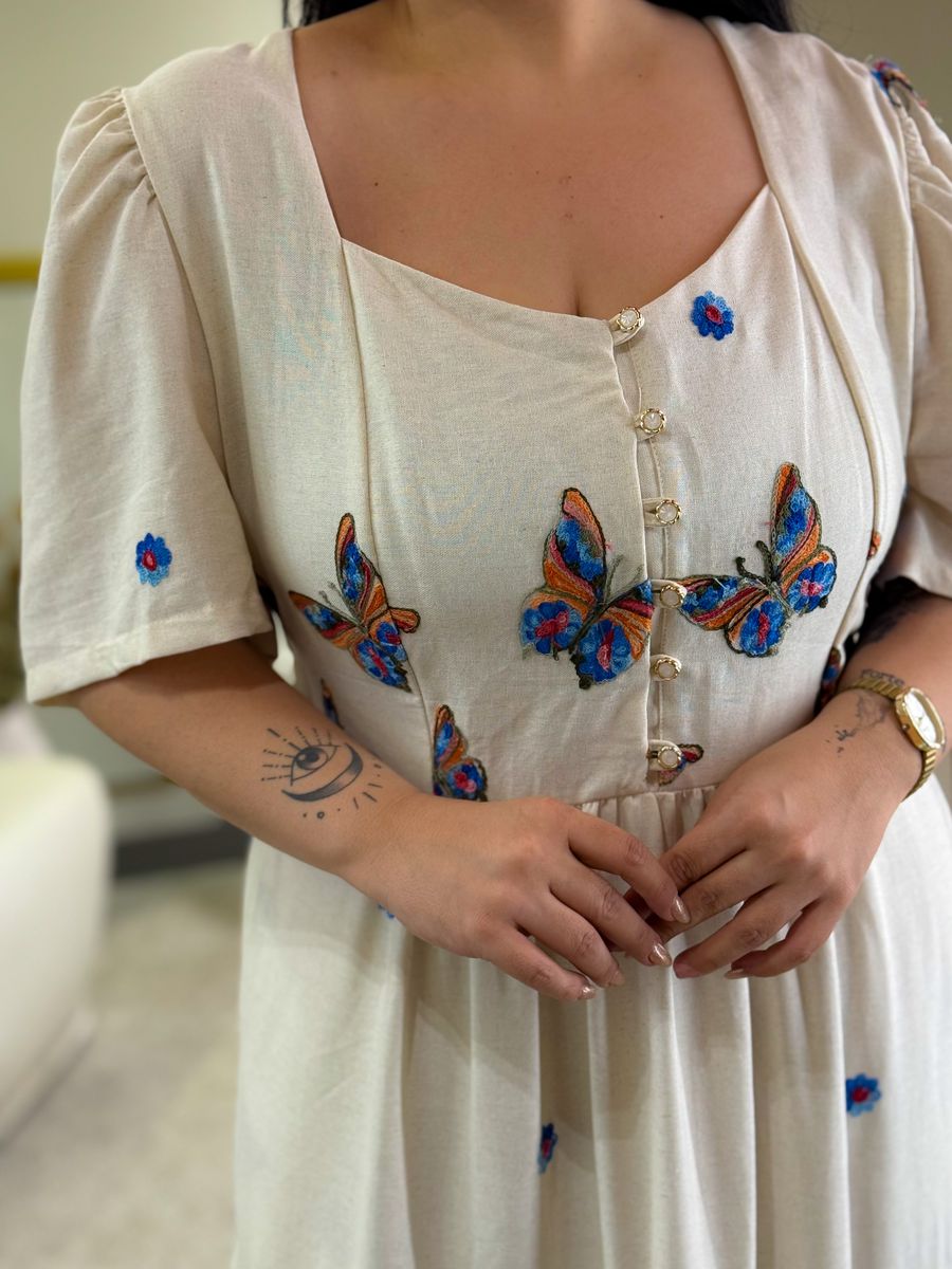 Vestido Sofia Plus Cru Linho