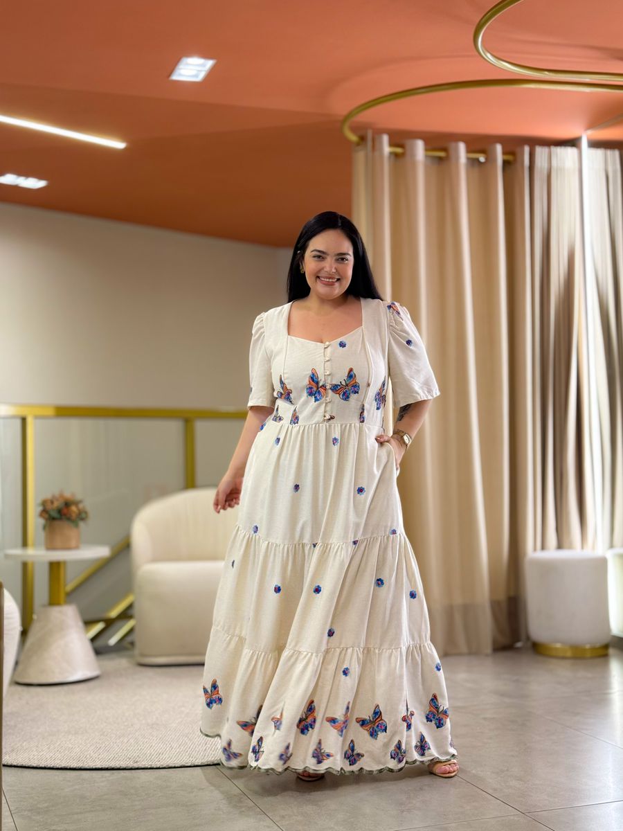 Vestido Sofia Plus Cru Linho