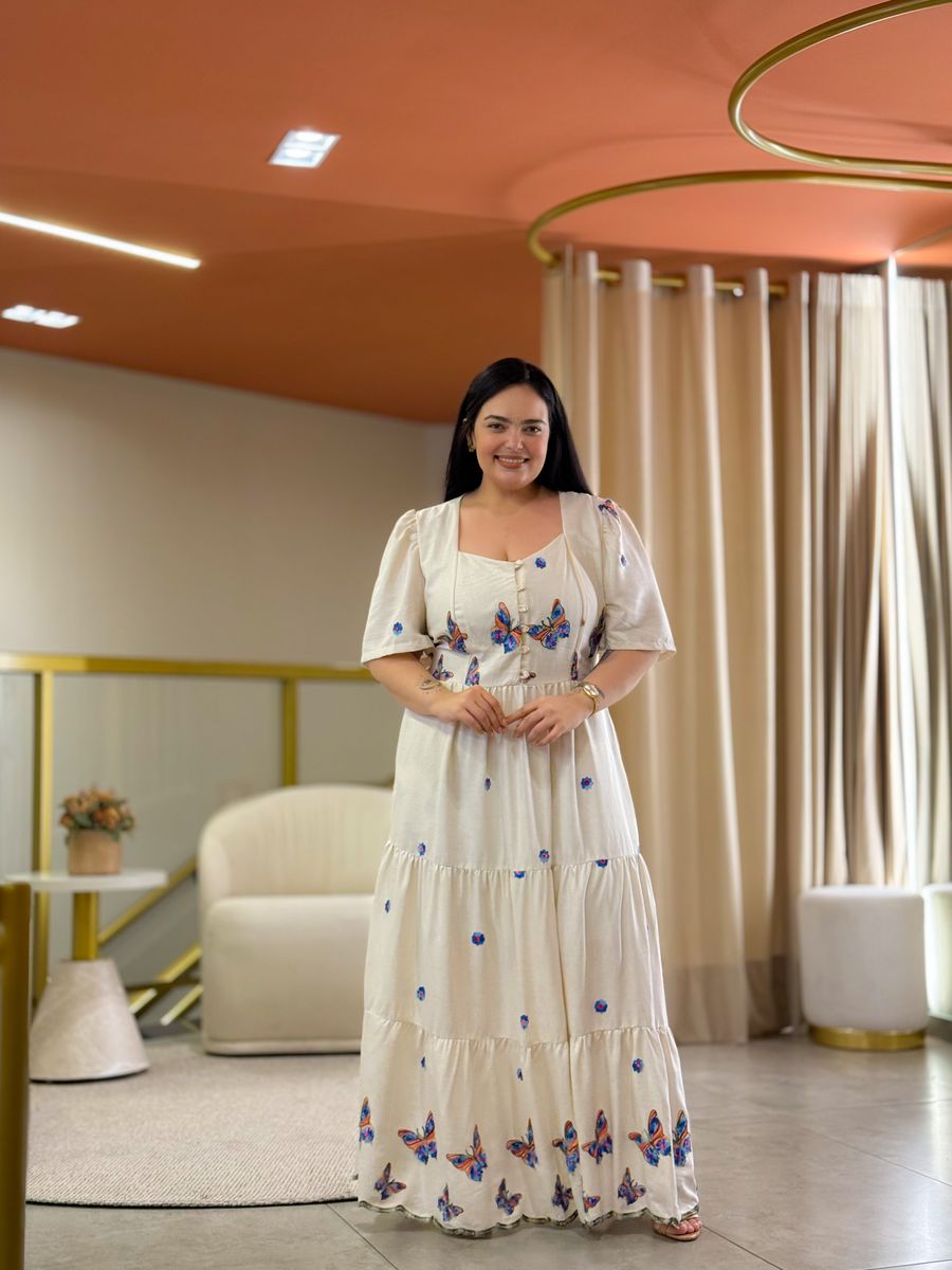 Vestido Sofia Plus Cru Linho