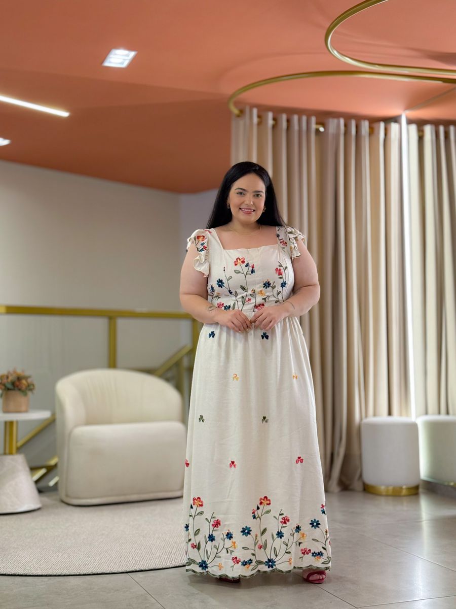 Vestido Plus Taynara Cru Linho