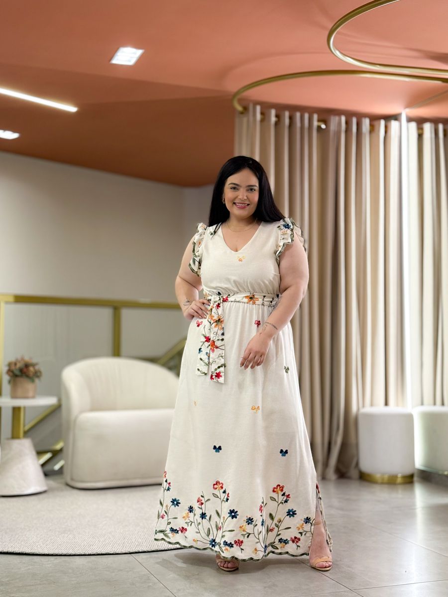 Vestido Plus Tayla Cru Linho