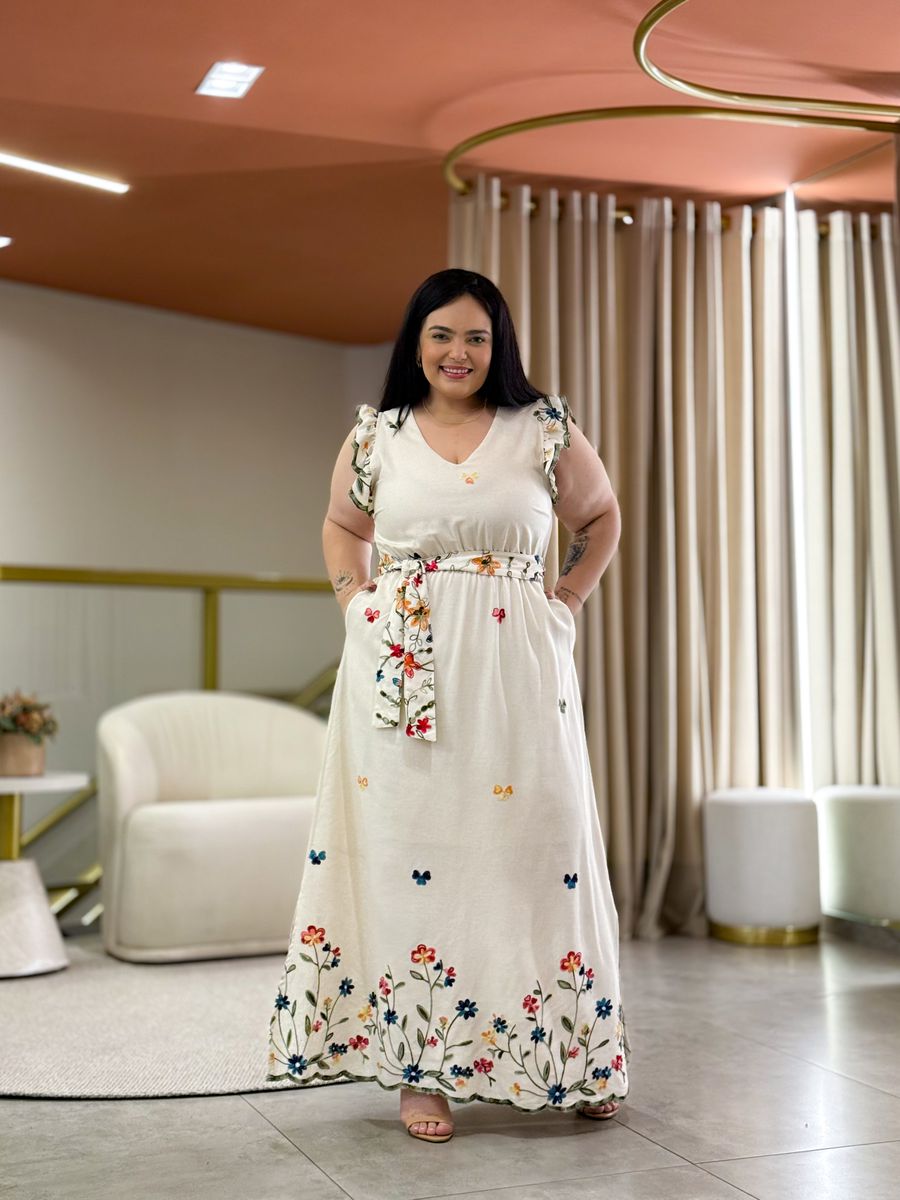 Vestido Plus Tayla Cru Linho