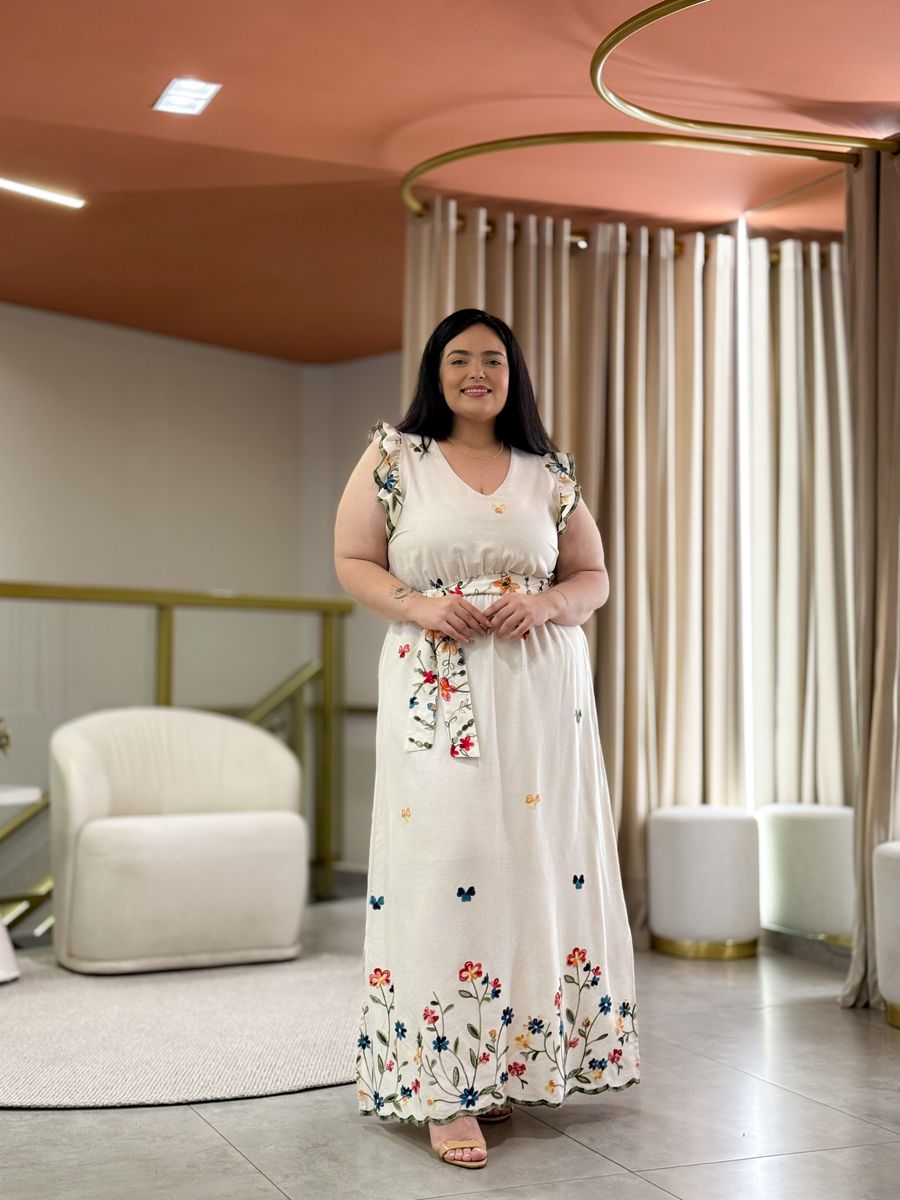 Vestido Plus Tayla Cru Linho