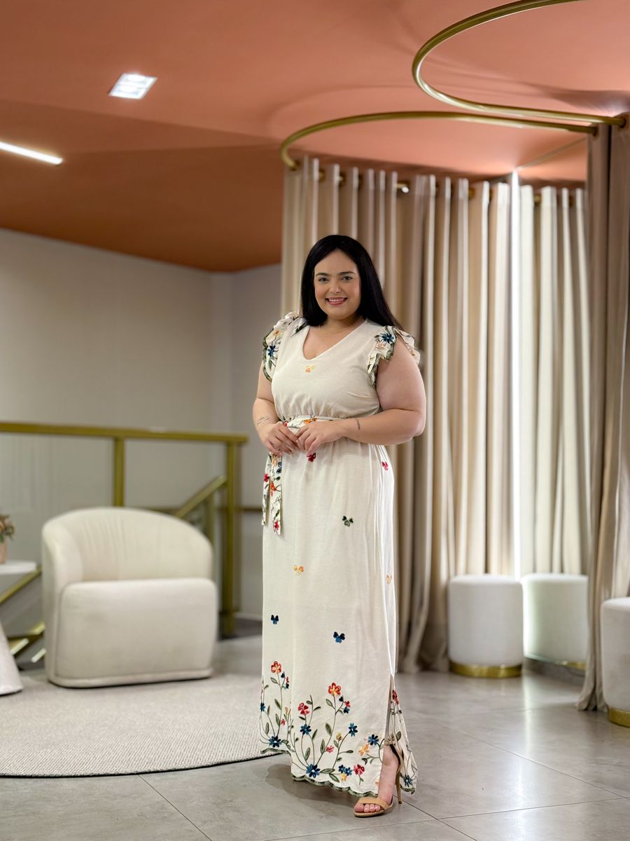 Vestido Plus Tayla Cru Linho