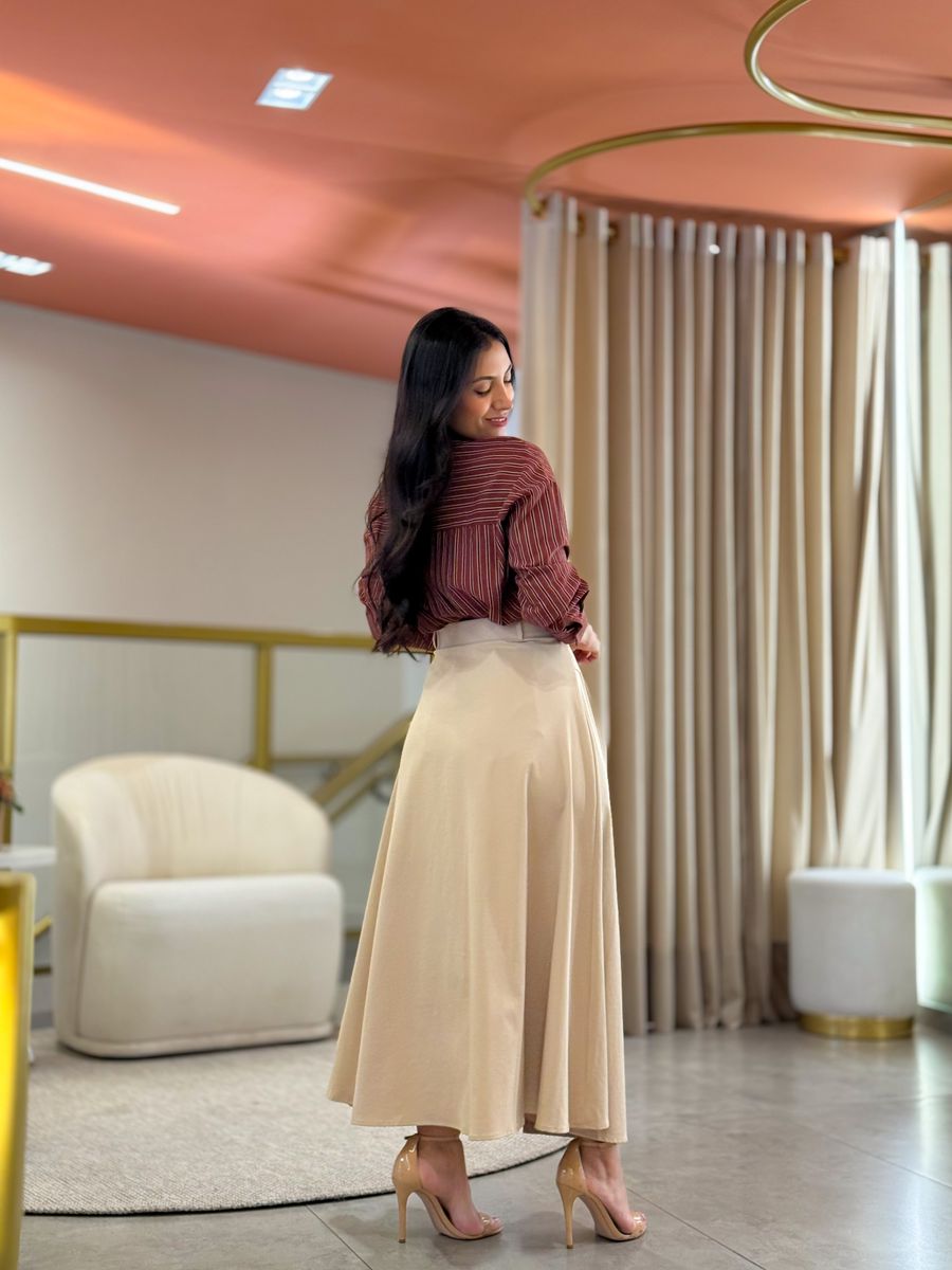 Camisa Cleo Marsala E Marrom