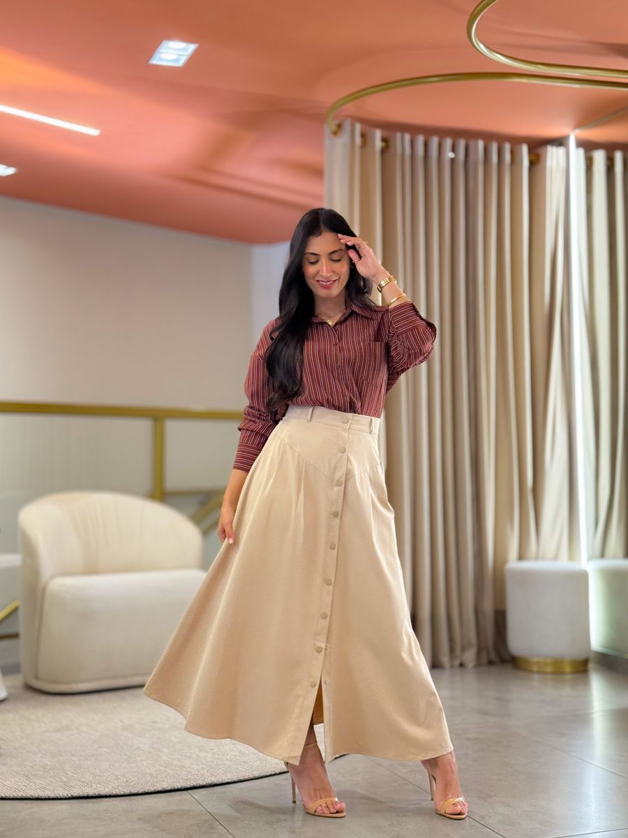 Camisa Cleo Marsala E Marrom