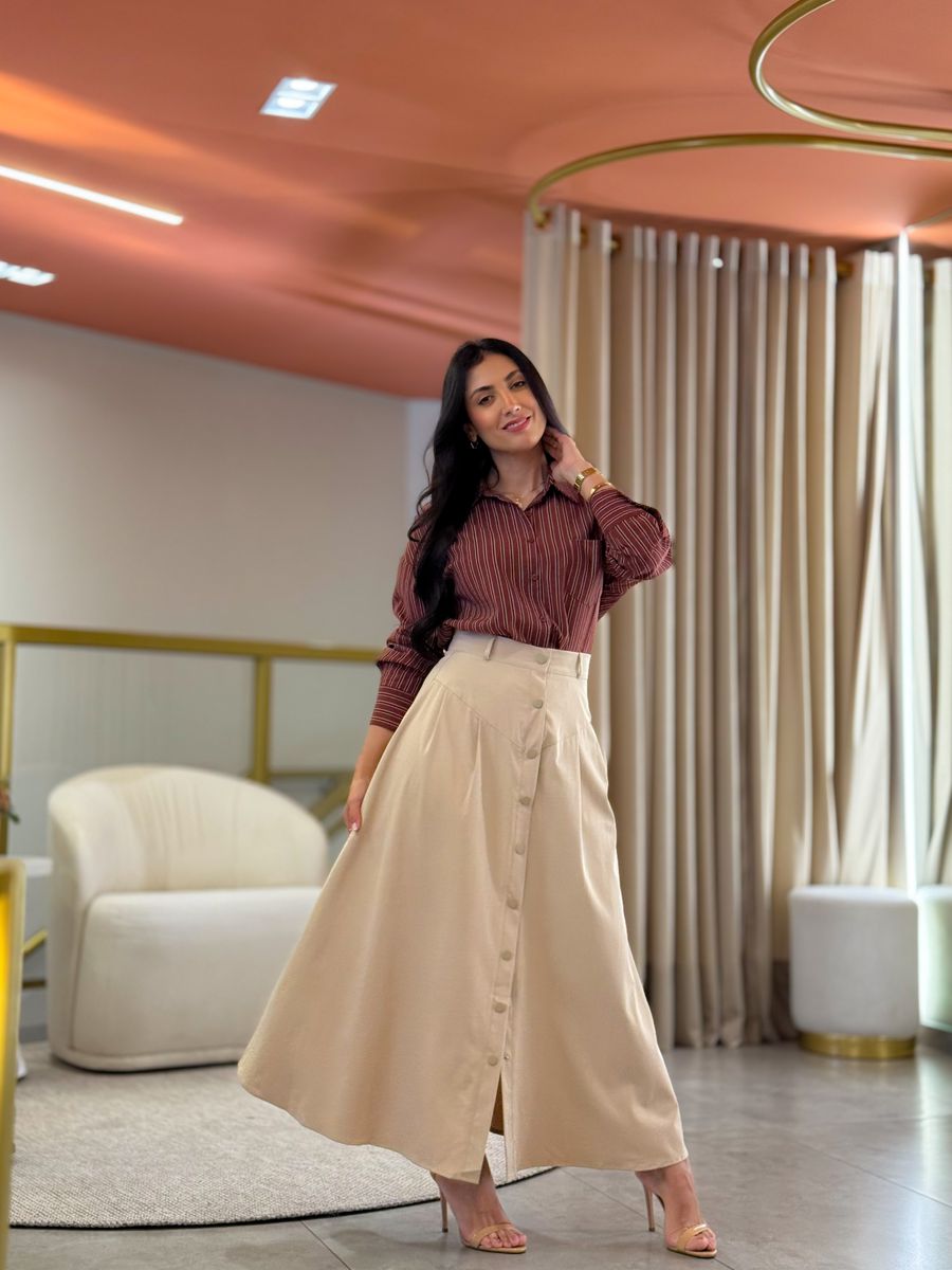 Camisa Cleo Marsala E Marrom