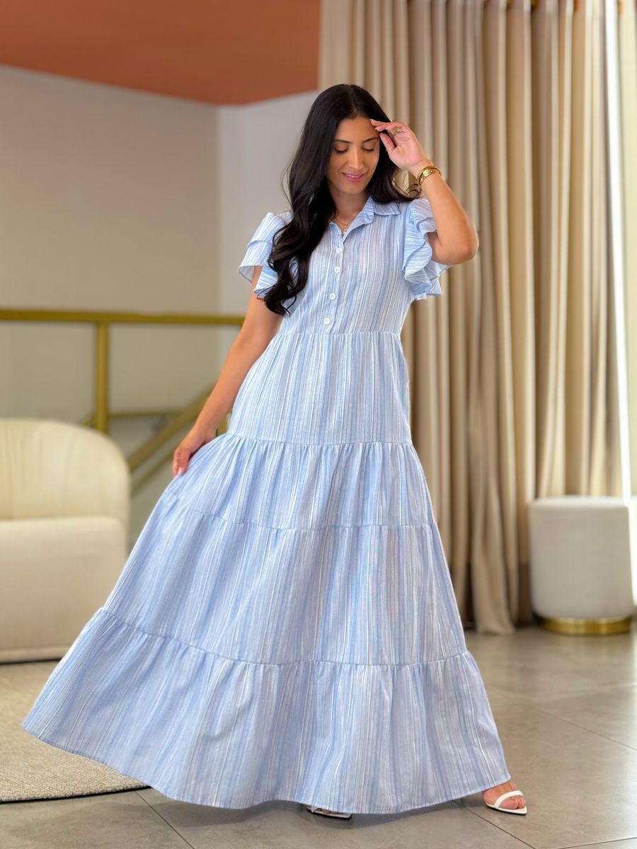 Vestido Cecilia Azul Listrado