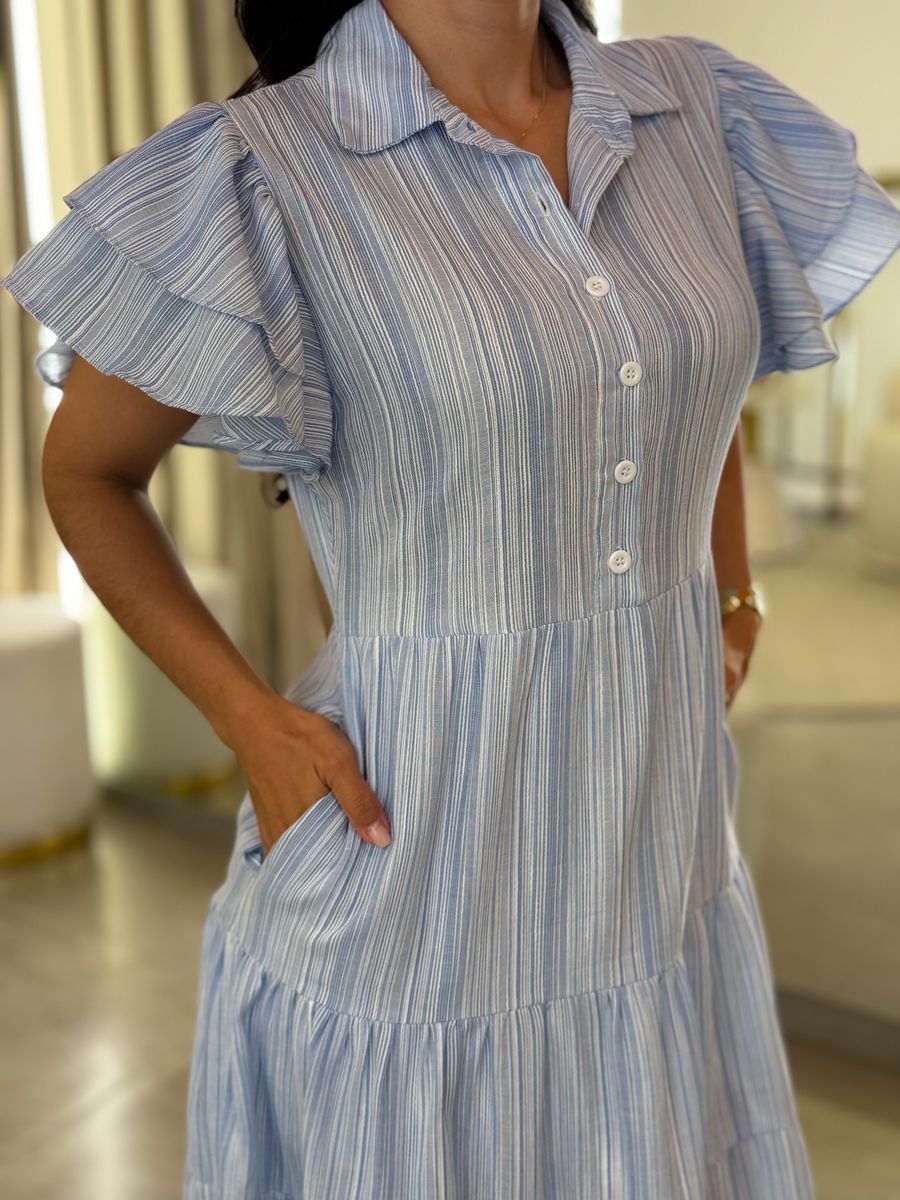 Vestido Cecilia Azul Listrado