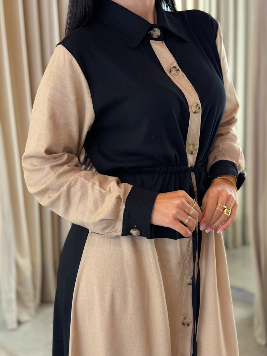 Vestido Margo Preto E Nude