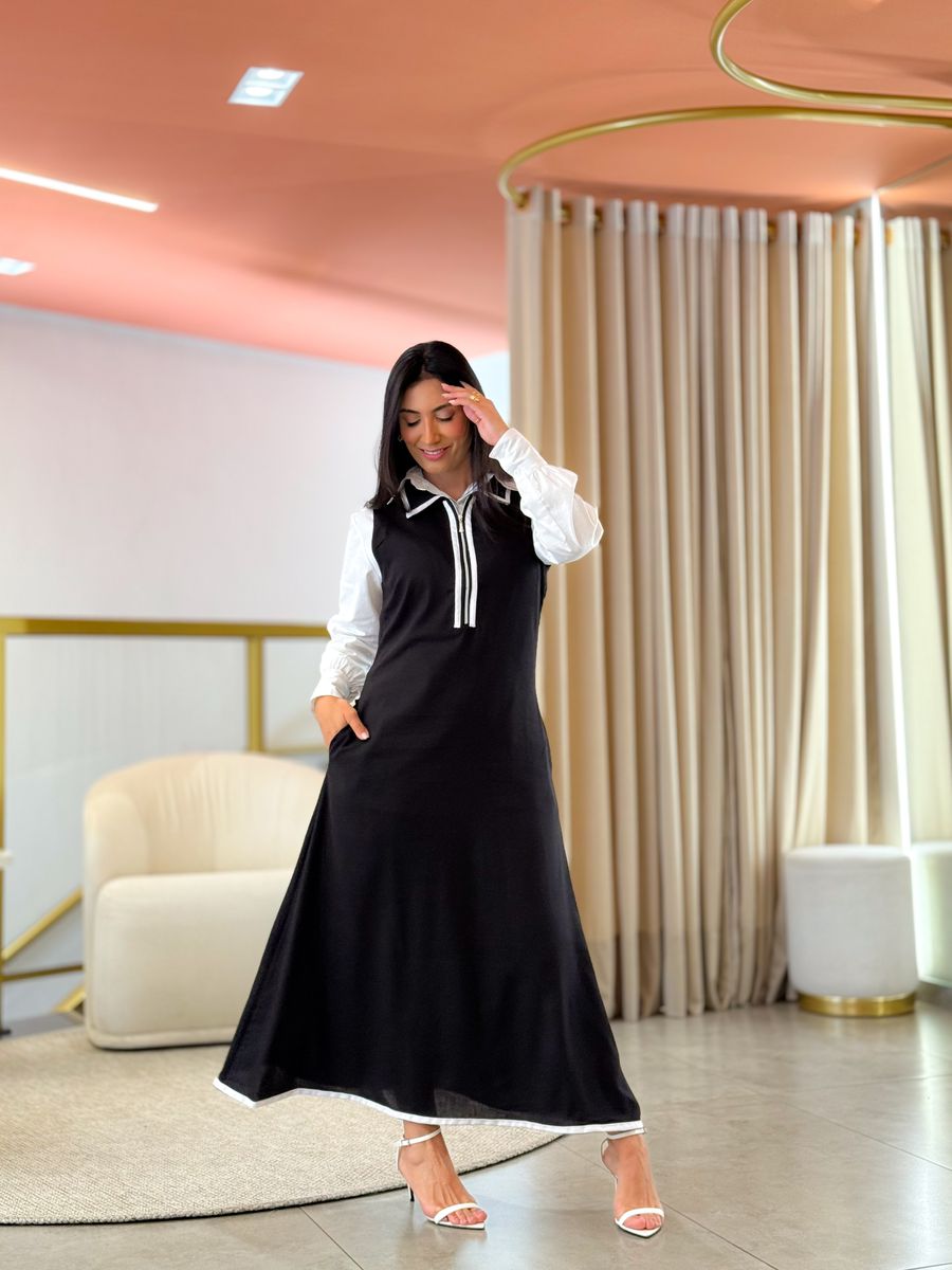Vestido Lara Preto E Branco