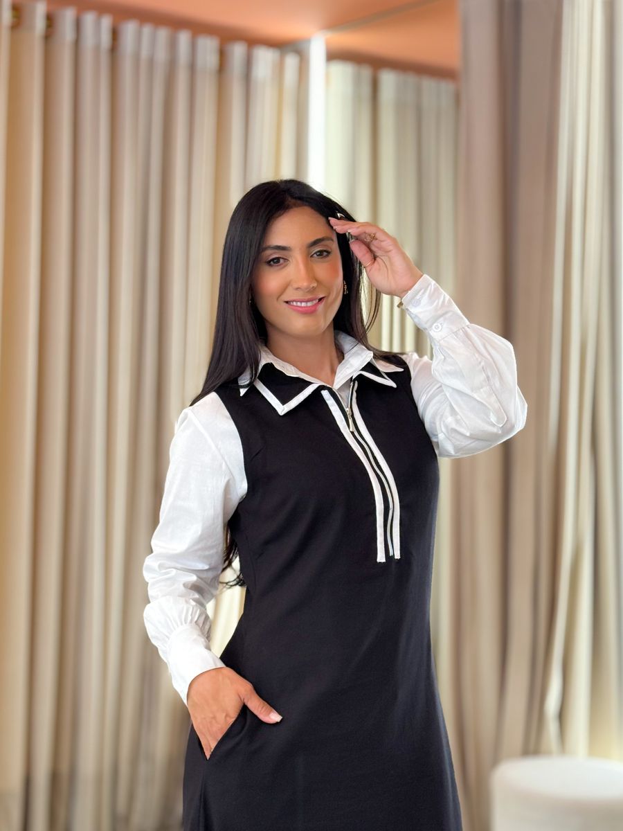 Vestido Lara Preto E Branco