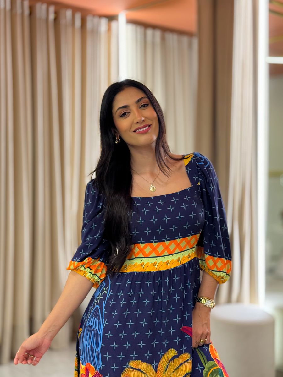 Vestido Clarice Azul Marinho Coqueiro