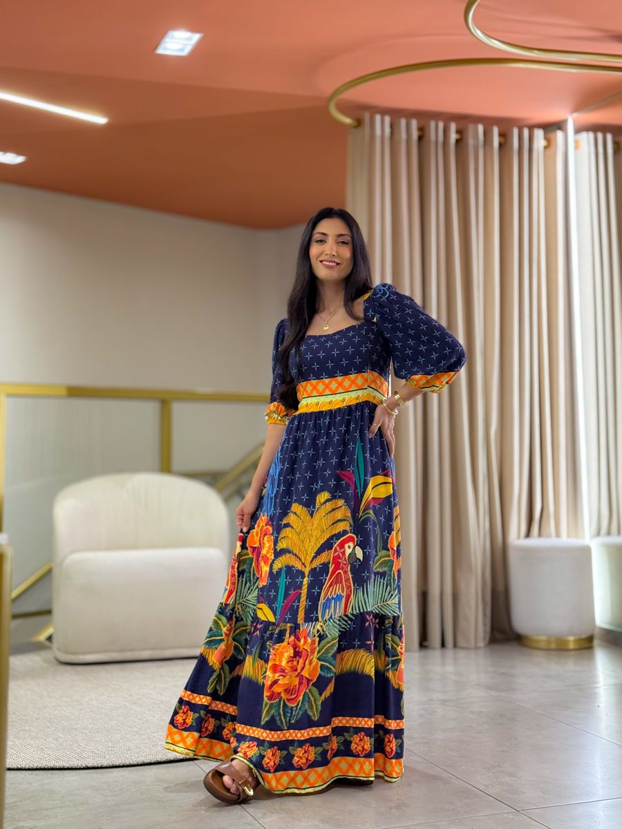 Vestido Clarice Azul Marinho Coqueiro