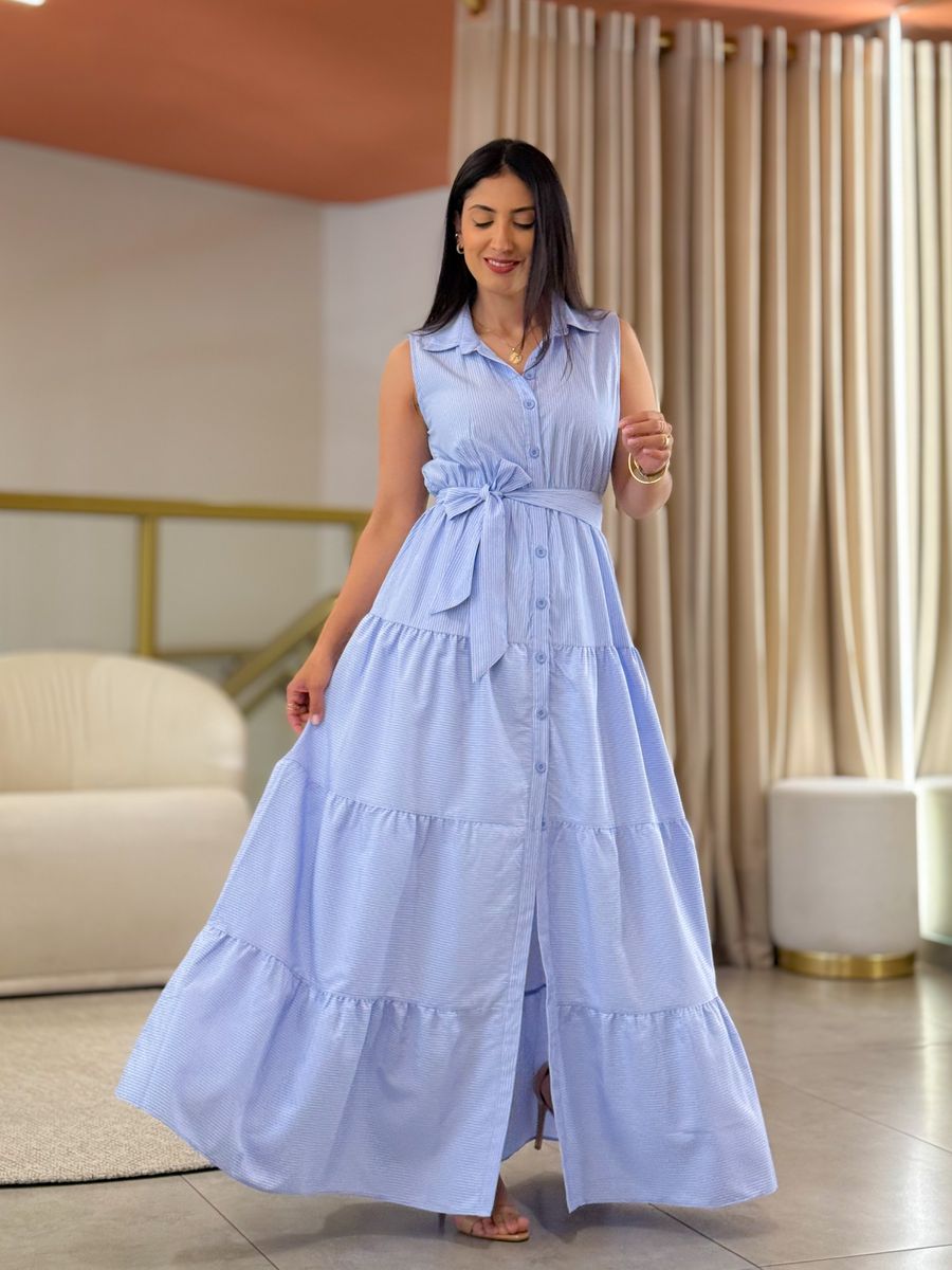 Vestido Stella Branco E Azul