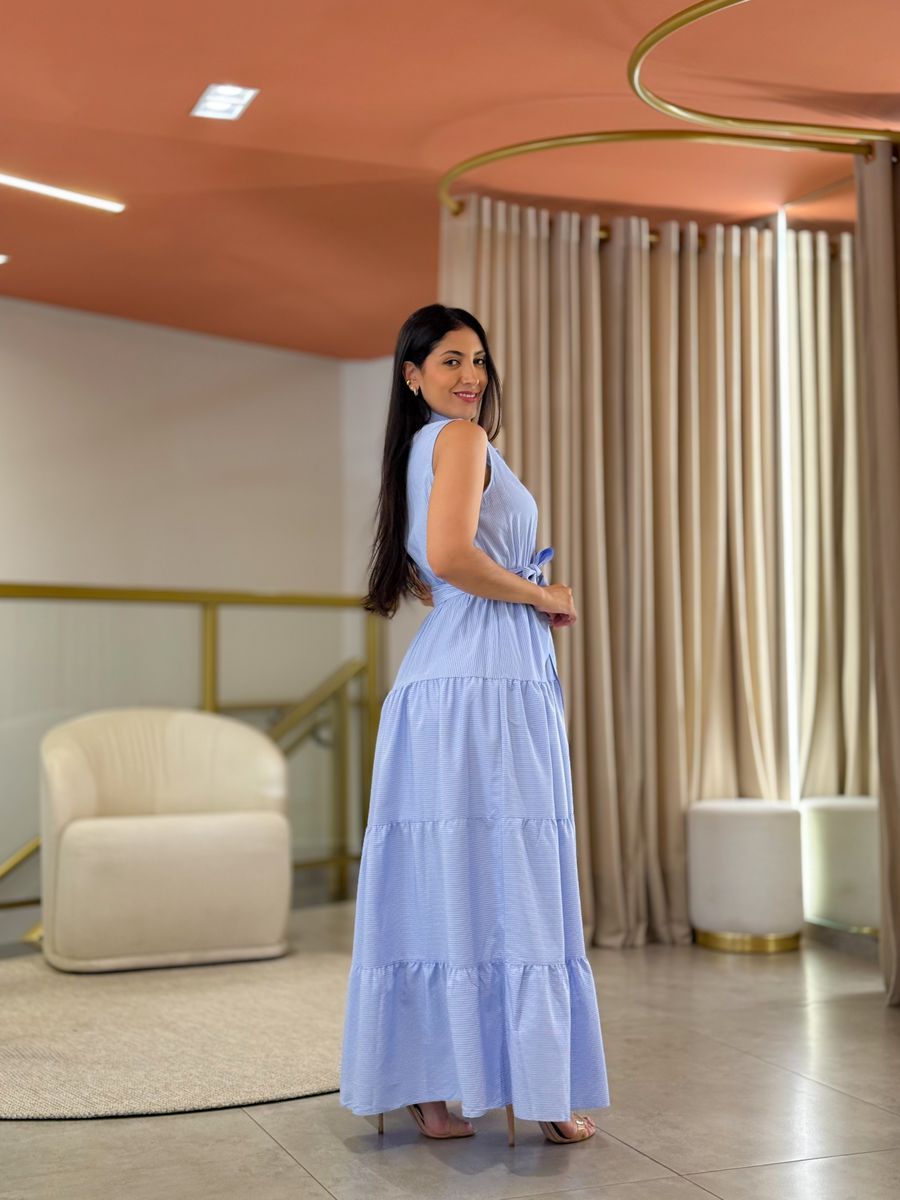 Vestido Stella Branco E Azul