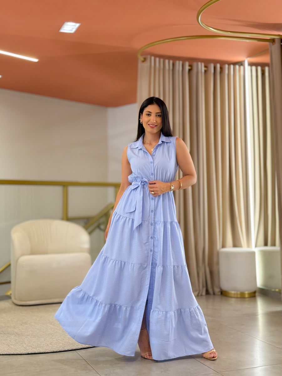 Vestido Stella Branco E Azul