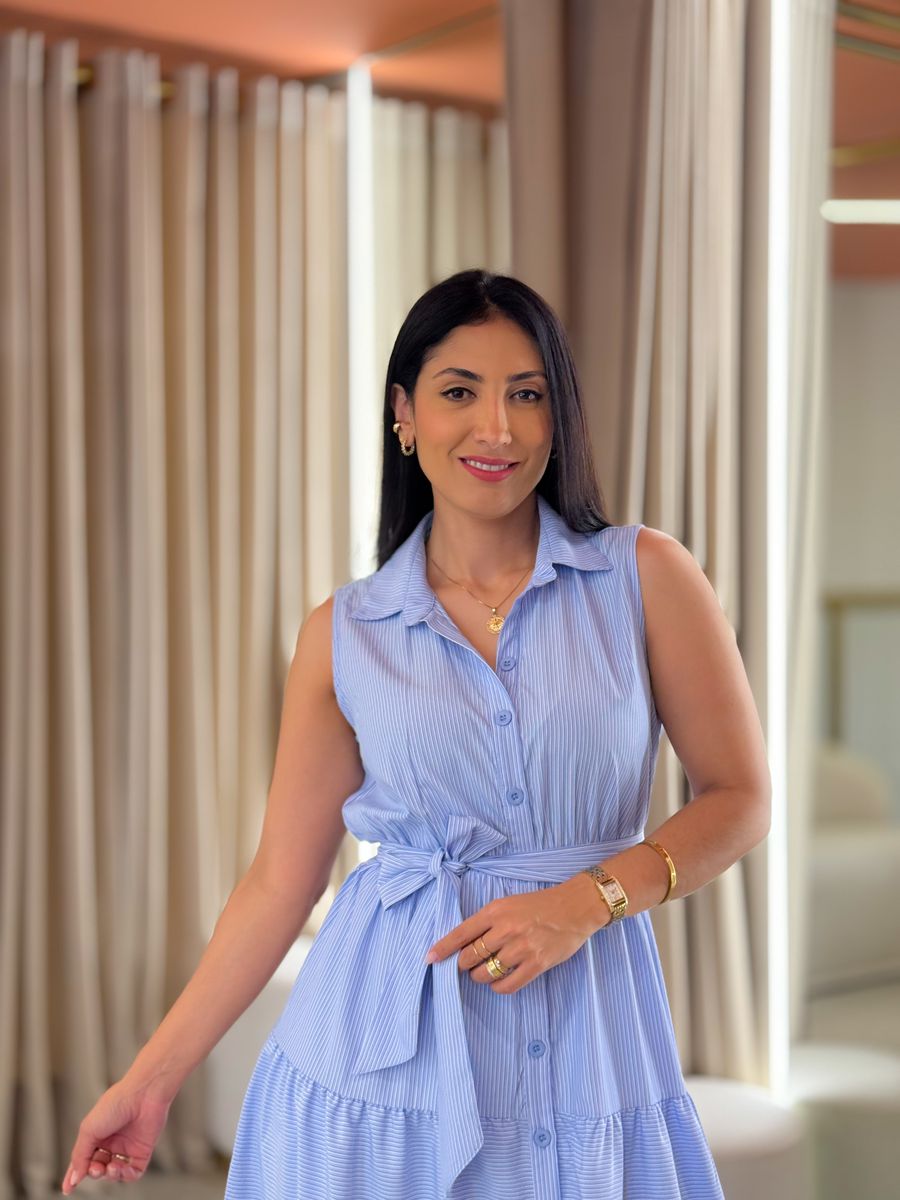 Vestido Stella Branco E Azul