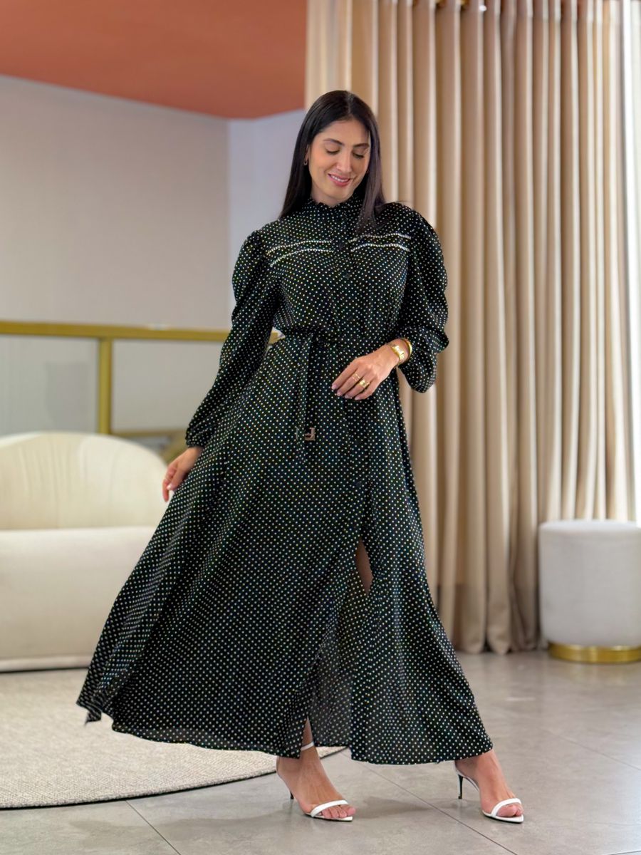 Vestido Rayssa Preto Poá