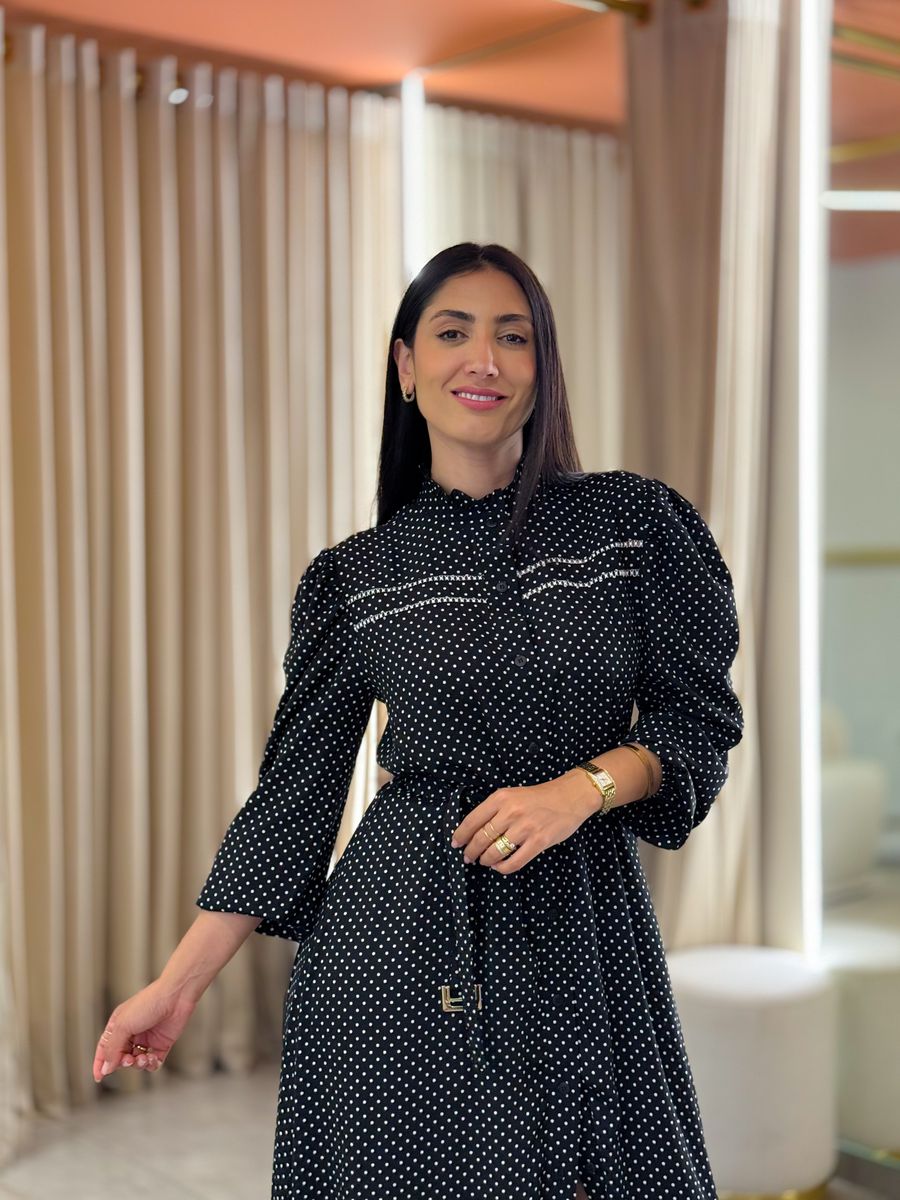 Vestido Rayssa Preto Poá