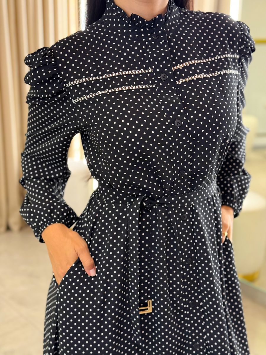 Vestido Rayssa Preto Poá